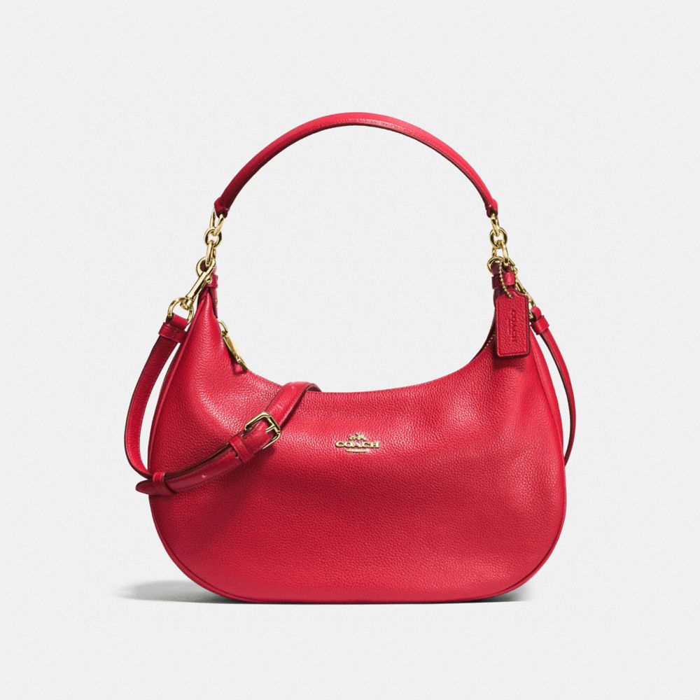 HARLEY EAST/WEST HOBO IN PEBBLE LEATHER - f38250 - IMITATION GOLD/TRUE RED