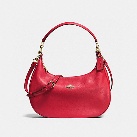COACH F38250 HARLEY EAST/WEST HOBO IN PEBBLE LEATHER IMITATION-GOLD/TRUE-RED