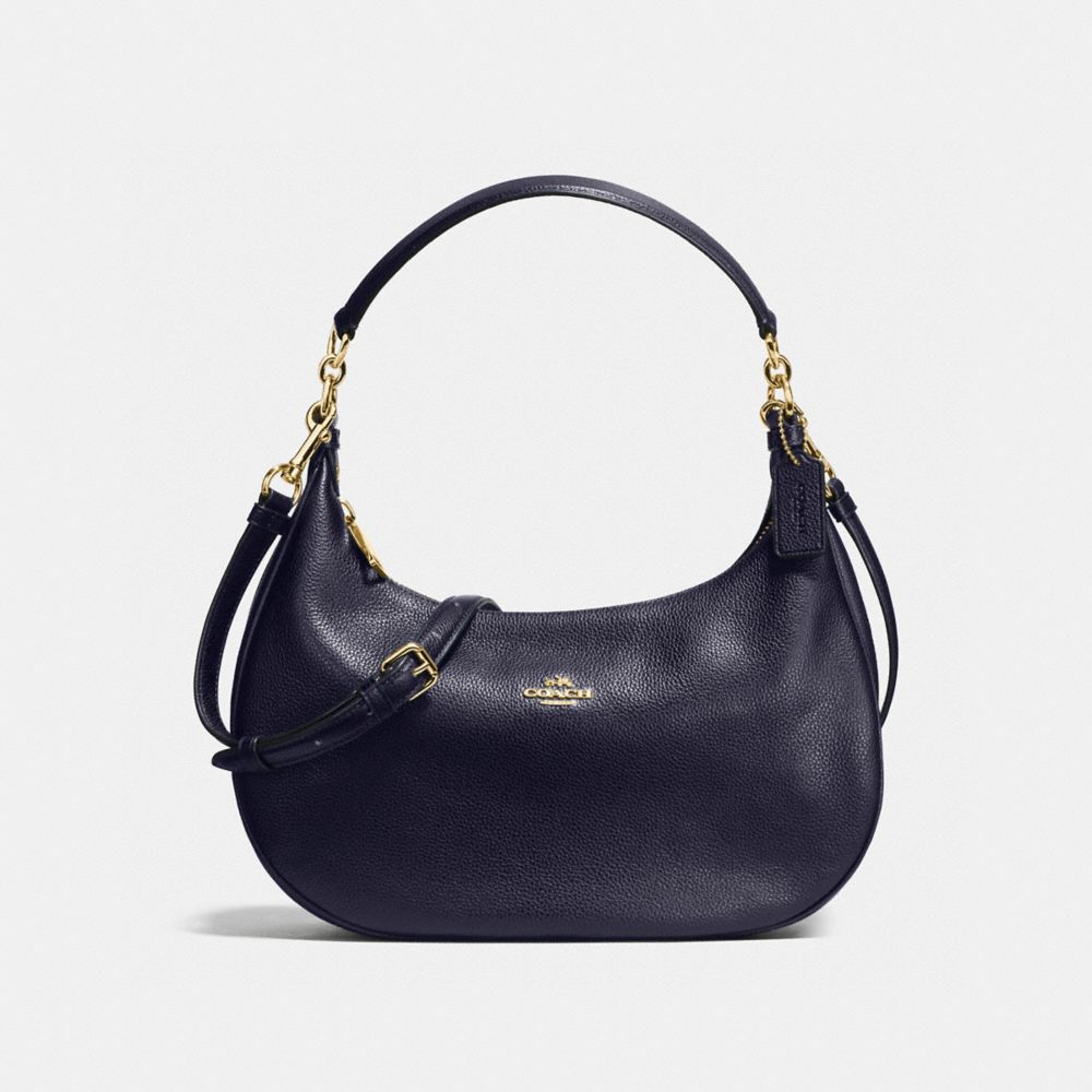 COACH F38250 Harley East/west Hobo In Pebble Leather IMITATION GOLD/MIDNIGHT
