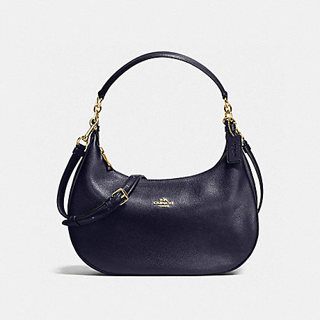 COACH f38250 HARLEY EAST/WEST HOBO IN PEBBLE LEATHER IMITATION GOLD/MIDNIGHT