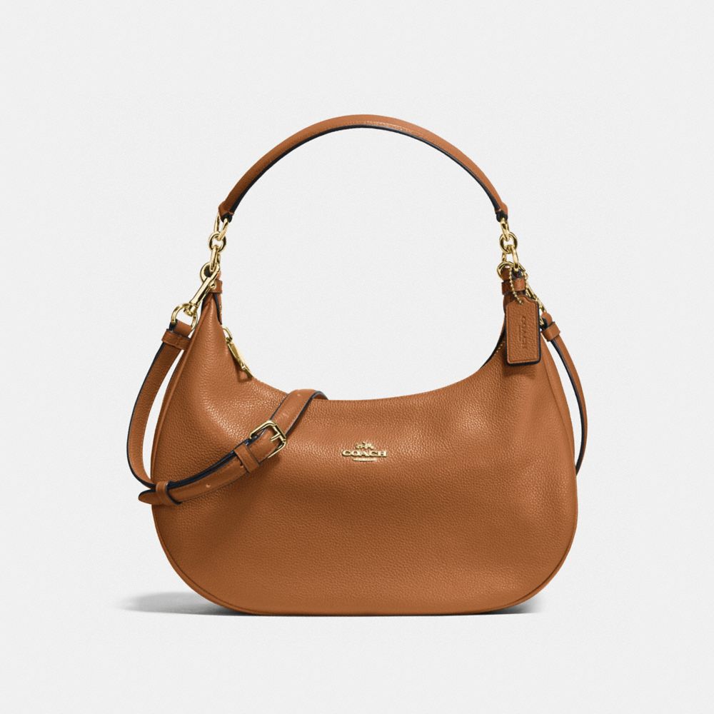 HARLEY EAST/WEST HOBO IN PEBBLE LEATHER - IMITATION GOLD/SADDLE - COACH F38250