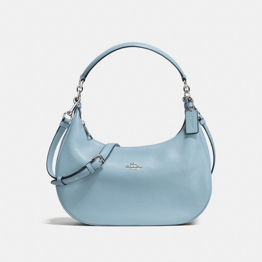 COACH F38250 Harley East/west Hobo In Pebble Leather SILVER/CORNFLOWER