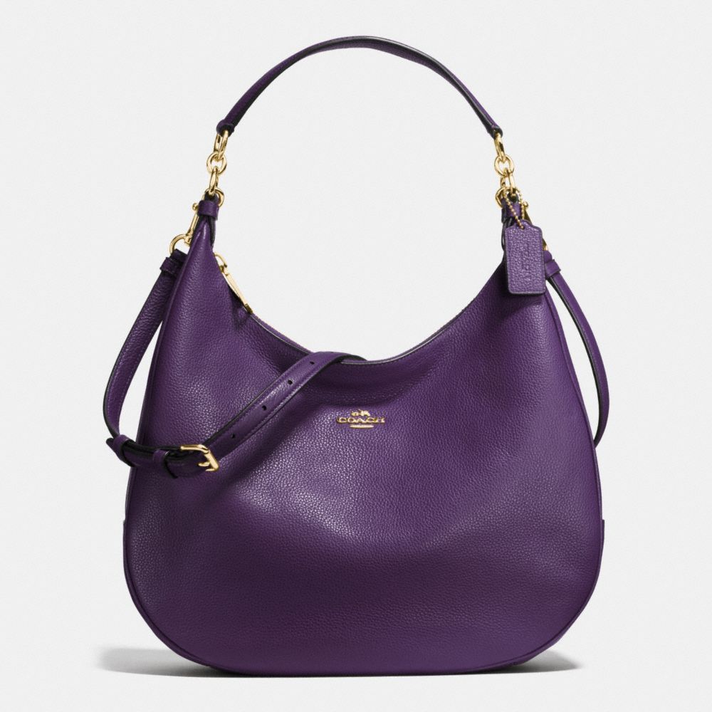 COACH HARLEY HOBO IN PEBBLE LEATHER - IMITATION GOLD/AUBERGINE - f38259