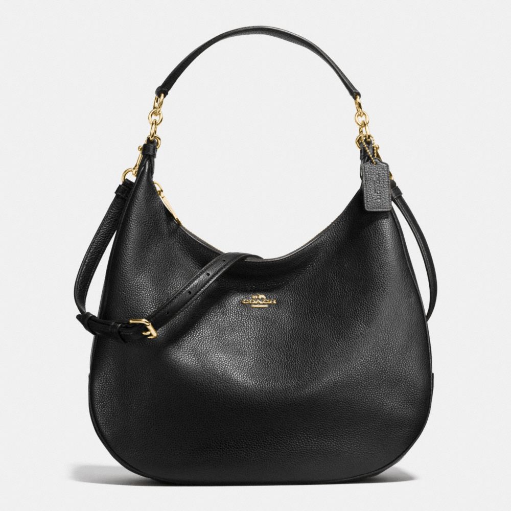 COACH F38259 Harley Hobo In Pebble Leather IMITATION GOLD/BLACK