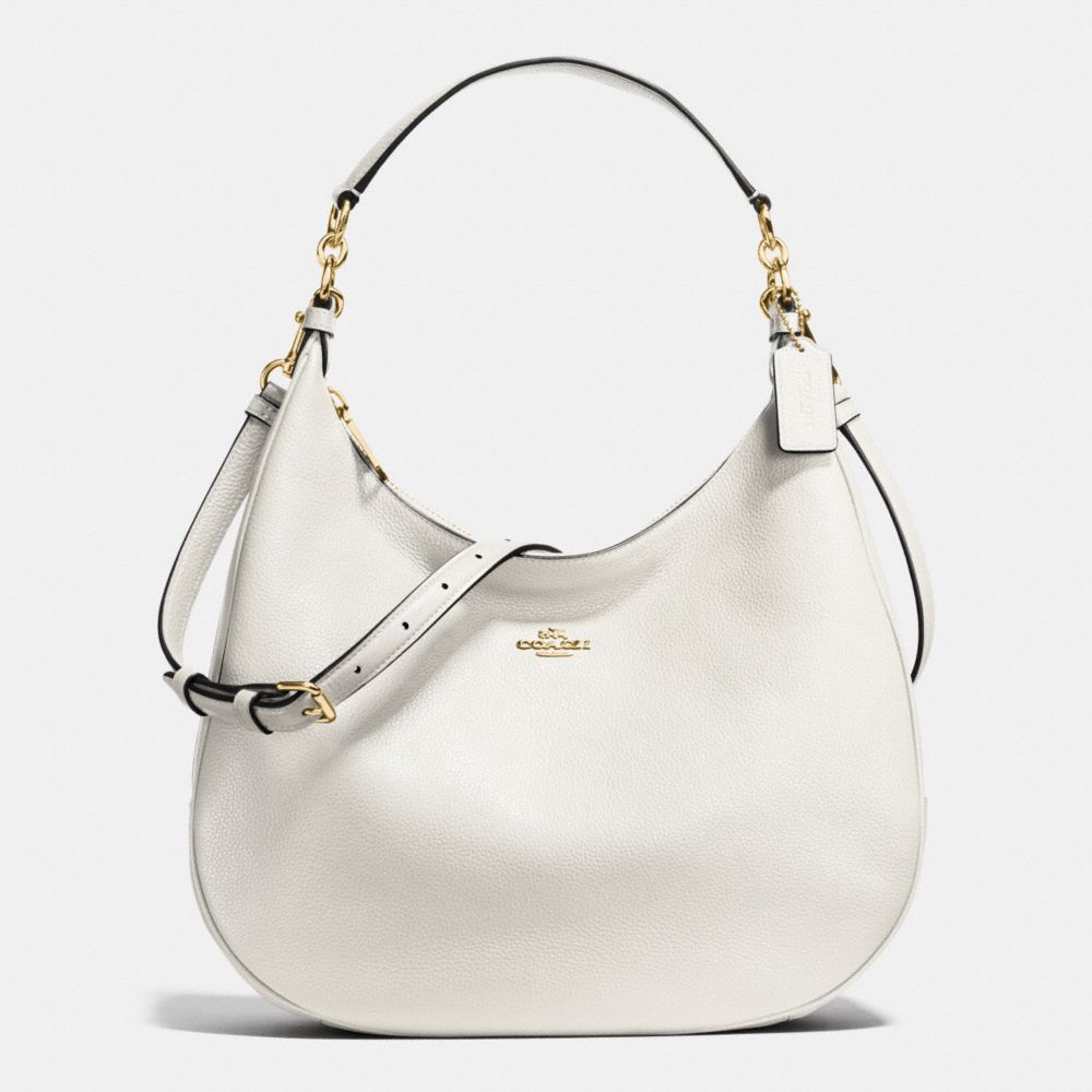 COACH f38259 HARLEY HOBO IN PEBBLE LEATHER IMITATION GOLD/CHALK