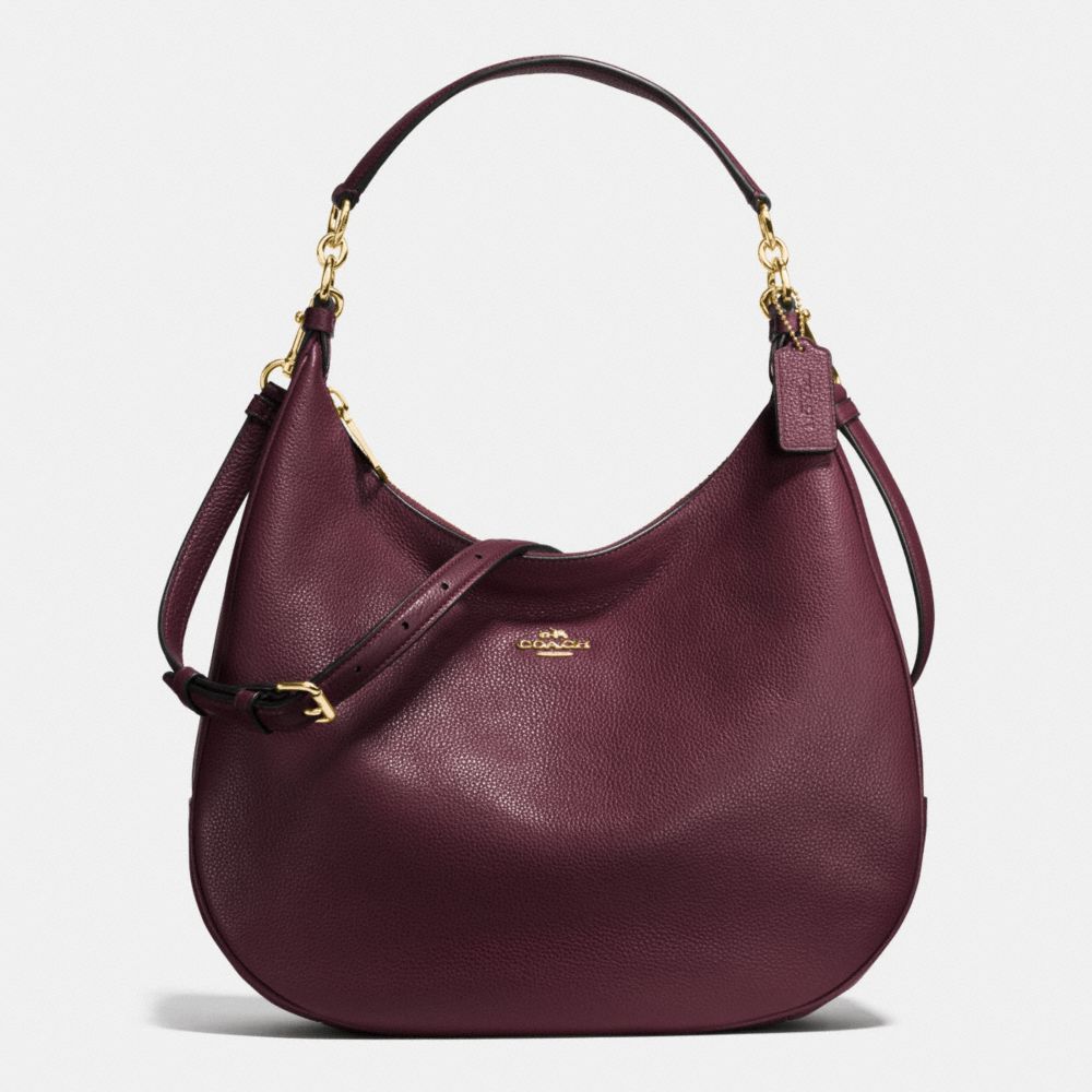 COACH F38259 Harley Hobo In Pebble Leather IMITATION GOLD/OXBLOOD