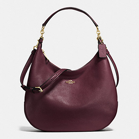 COACH f38259 HARLEY HOBO IN PEBBLE LEATHER IMITATION GOLD/OXBLOOD