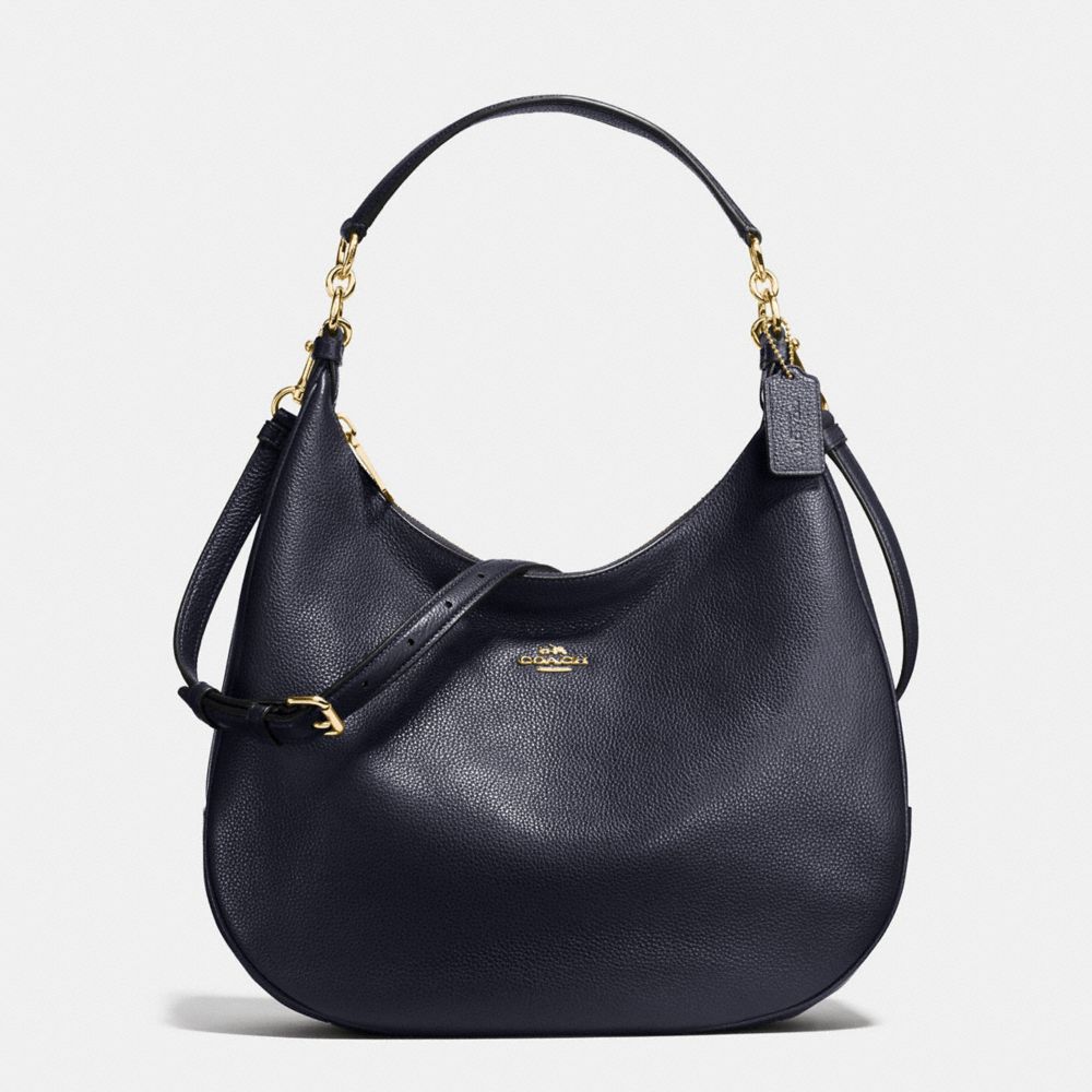 HARLEY HOBO IN PEBBLE LEATHER - LIGHT GOLD/MIDNIGHT - COACH F38259