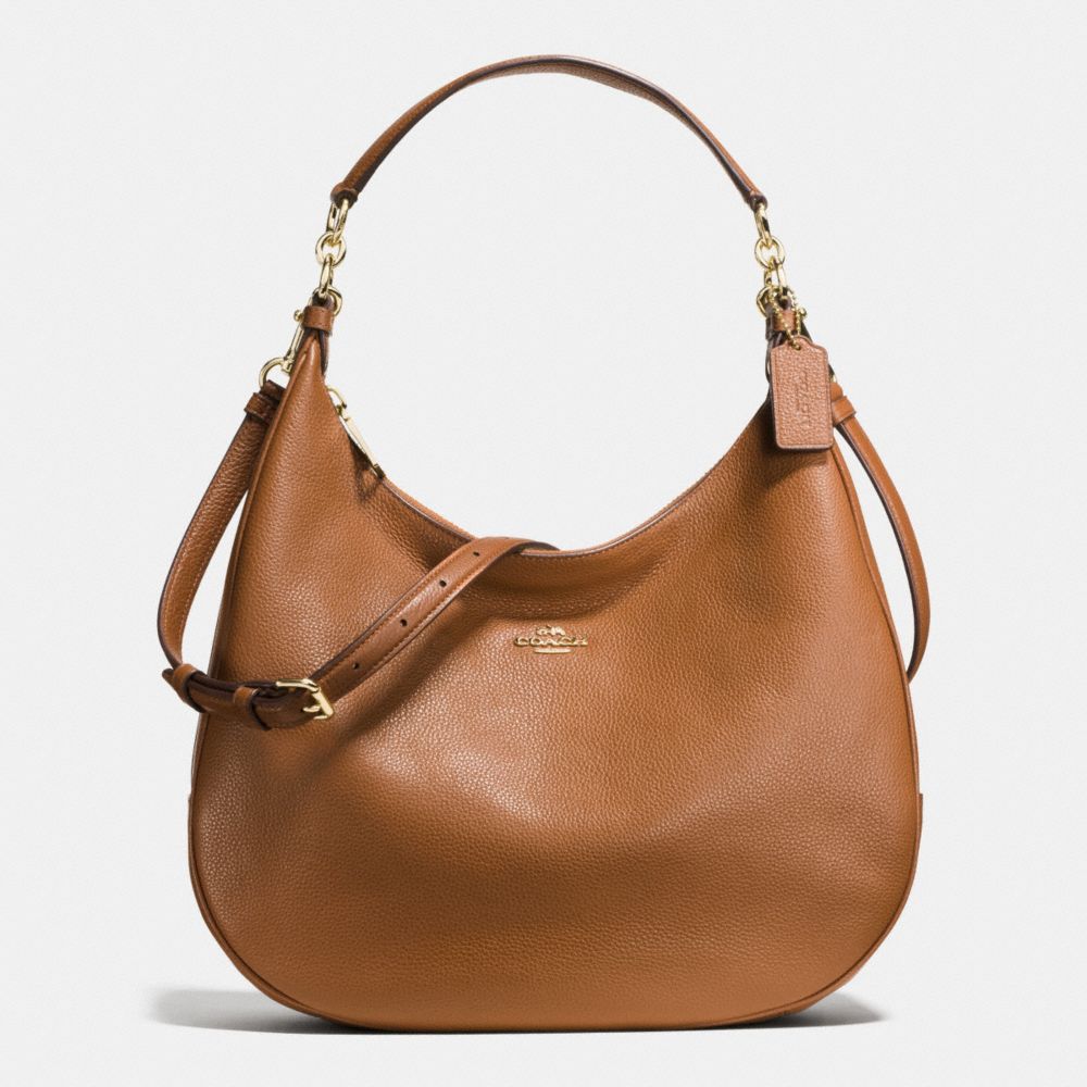 COACH HARLEY HOBO IN PEBBLE LEATHER - IMITATION GOLD/SADDLE - F38259