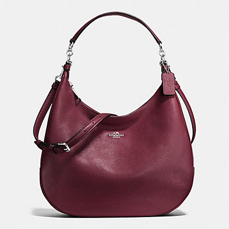 COACH f38259 HARLEY HOBO IN PEBBLE LEATHER SILVER/BURGUNDY