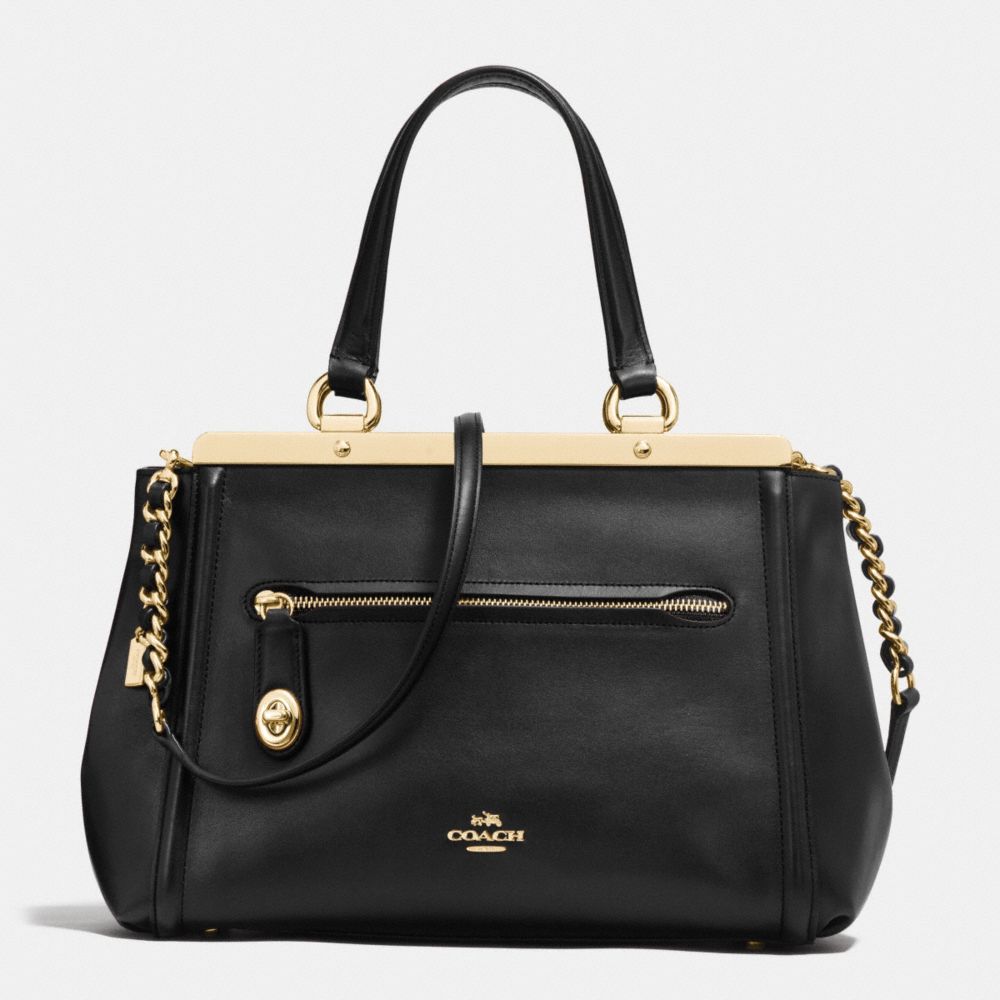 LEX SATCHEL IN SMOOTH LEATHER - f38260 - IMITATION GOLD/BLACK