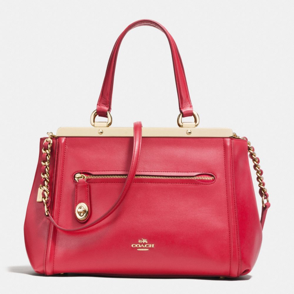 $135 LEX SATCHEL IN SMOOTH LEATHER COACH F38260 IMITATION GOLD/TRUE RED ...