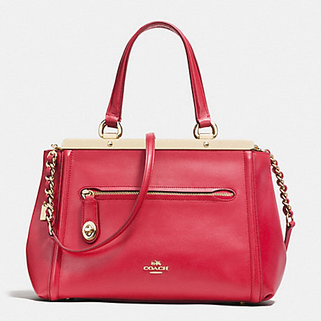 COACH F38260 LEX SATCHEL IN SMOOTH LEATHER IMITATION-GOLD/TRUE-RED