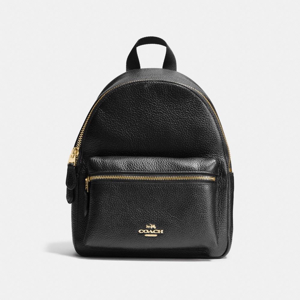 COACH MINI CHARLIE BACKPACK IN PEBBLE LEATHER - IMITATION GOLD/BLACK - F38263