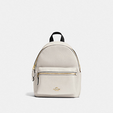 COACH MINI CHARLIE BACKPACK IN PEBBLE LEATHER - IMITATION GOLD/CHALK - f38263