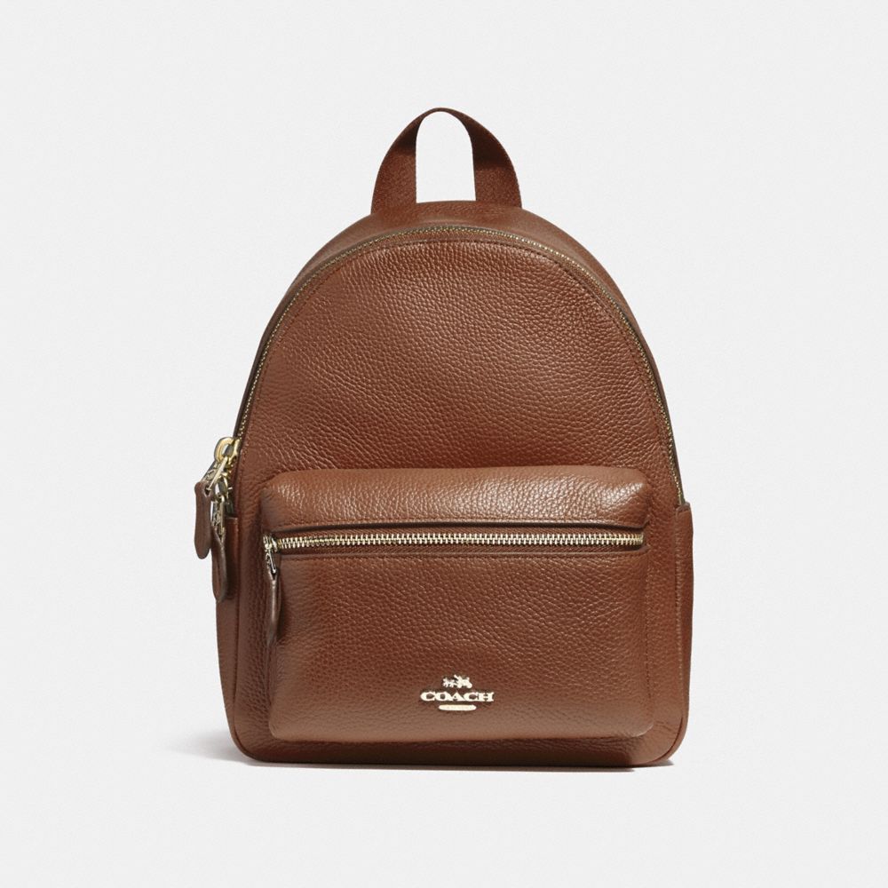 COACH MINI CHARLIE BACKPACK - LIGHT GOLD/SADDLE 2 - f38263