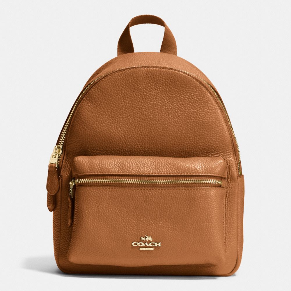 COACH F38263 Mini Charlie Backpack In Pebble Leather IMITATION GOLD/SADDLE