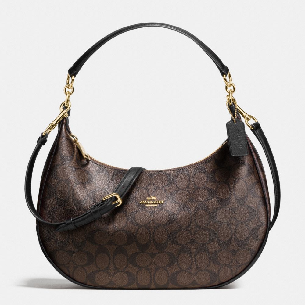 COACH F38267 Harley East/west Hobo In Signature IMITATION GOLD/BROWN/BLACK