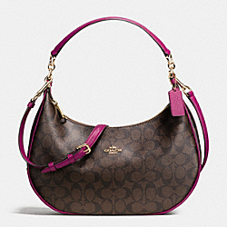 COACH HARLEY EAST/WEST HOBO IN SIGNATURE - IMITATION GOLD/BROWN/FUCHSIA - F38267