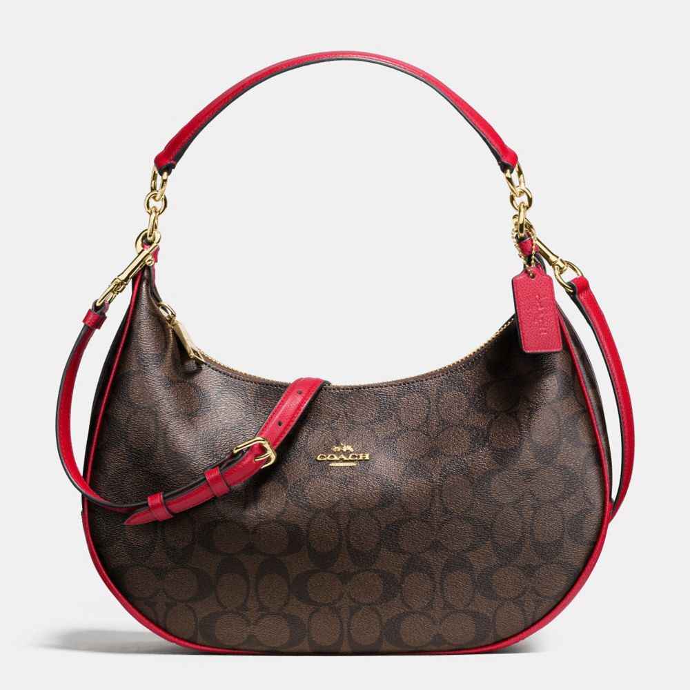 HARLEY EAST/WEST HOBO IN SIGNATURE - IMITATION GOLD/BROW TRUE RED - COACH F38267