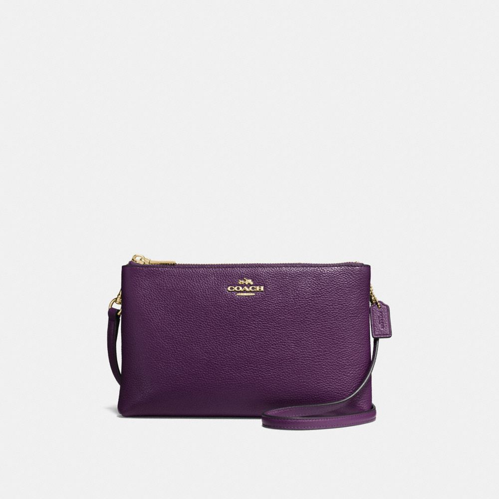 LYLA CROSSBODY IN PEBBLE LEATHER - IMITATION GOLD/AUBERGINE - COACH F38273