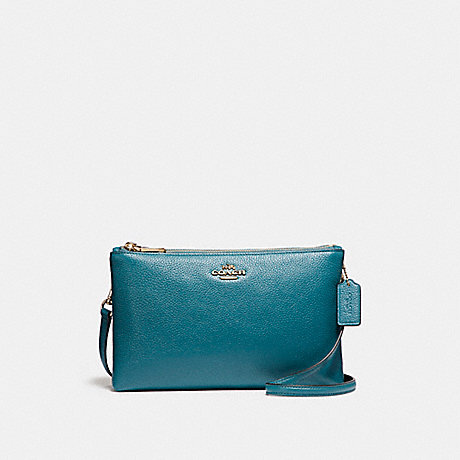 COACH f38273 LYLA CROSSBODY IN PEBBLE LEATHER LIGHT GOLD/DARK TEAL