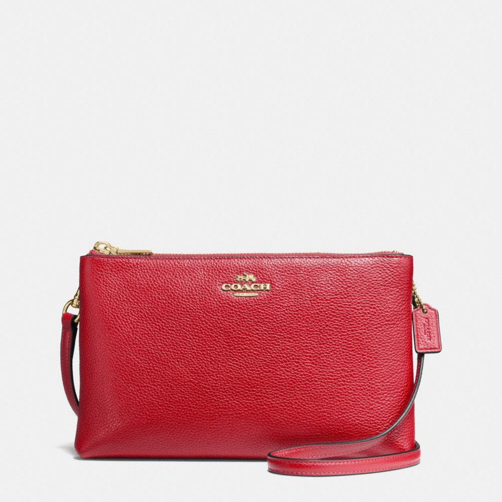 COACH f38273 LYLA CROSSBODY IN PEBBLE LEATHER IMITATION GOLD/TRUE RED