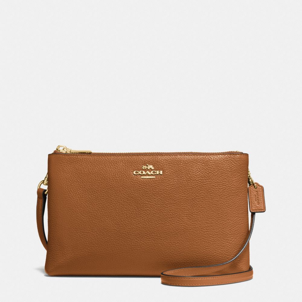 COACH f38273 LYLA CROSSBODY IN PEBBLE LEATHER IMITATION GOLD/SADDLE