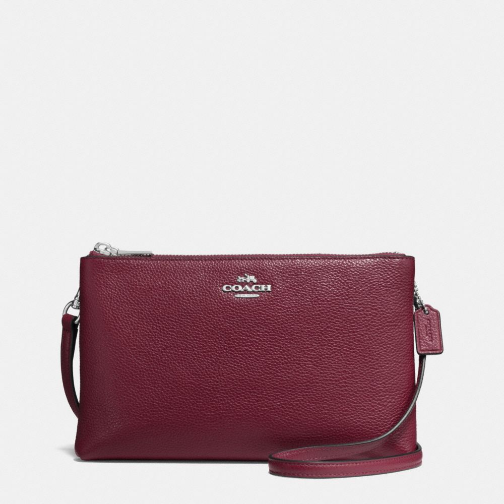 LYLA CROSSBODY IN PEBBLE LEATHER - f38273 - SILVER/BURGUNDY