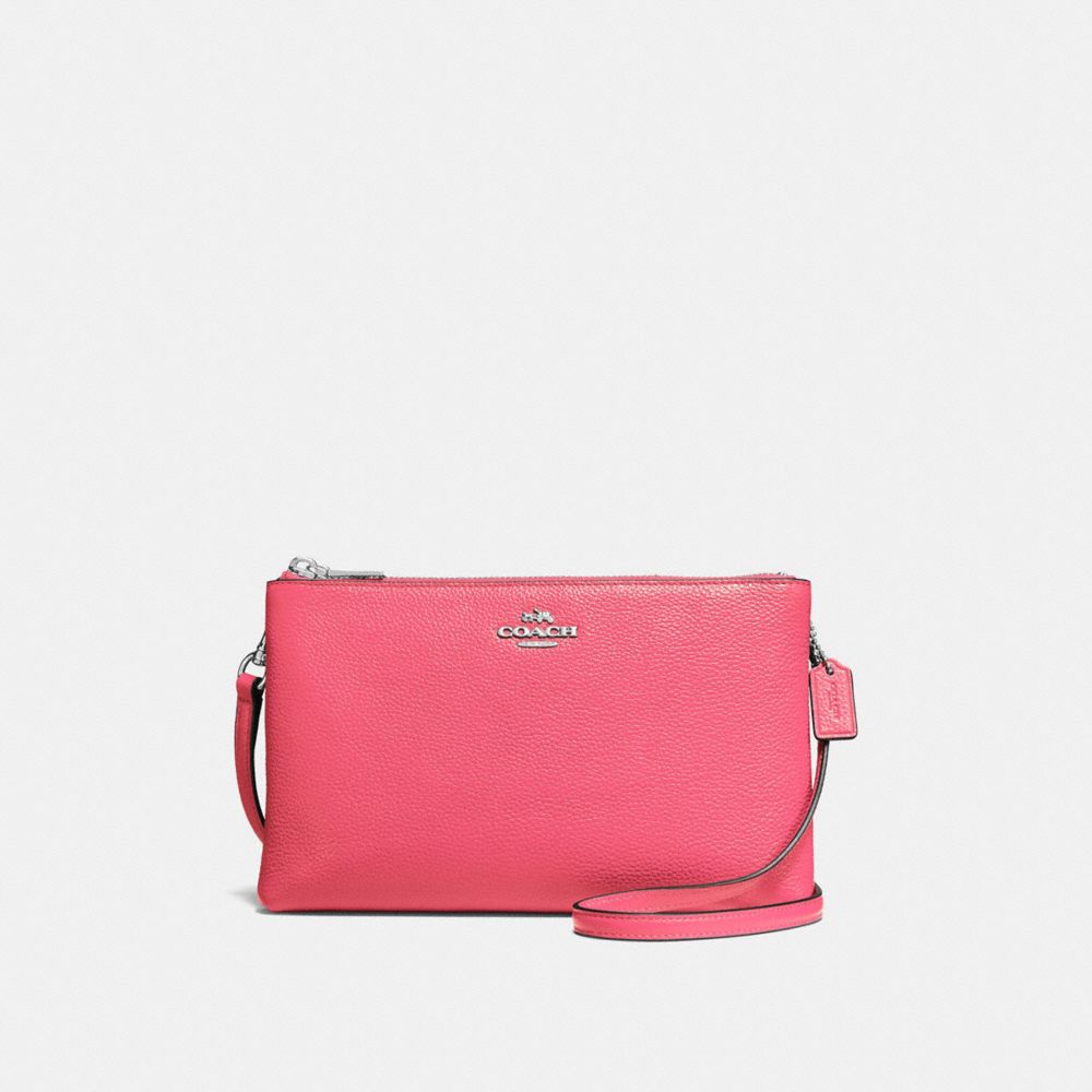 COACH LYLA CROSSBODY IN PEBBLE LEATHER - SILVER/STRAWBERRY - F38273