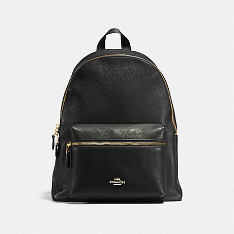 COACH F38288 CHARLIE BACKPACK IN PEBBLE LEATHER IMITATION-GOLD/BLACK
