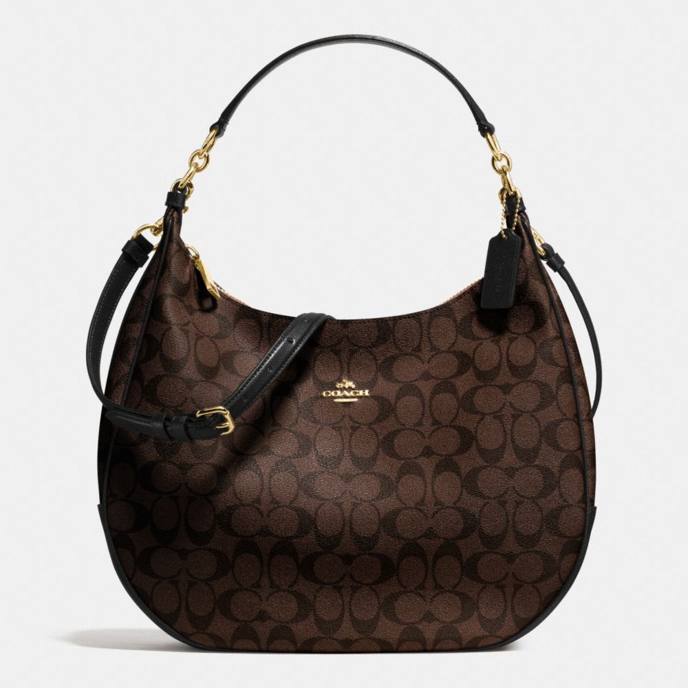 COACH F38300 Harley Hobo In Signature IMITATION GOLD/BROWN/BLACK