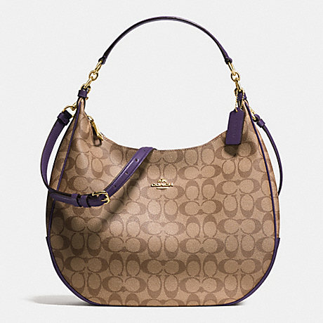 COACH f38300 HARLEY HOBO IN SIGNATURE IMITATION GOLD/KHAKI AUBERGINE