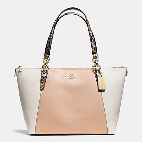 COACH AVA TOTE IN EXOTIC EMBOSSED LEATHER TRIM - IMITATION GOLD/BEECHWOOD MULTI - f38308
