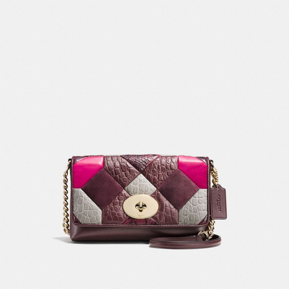 COACH F38367 Crosstown Crossbody In Exotic Canyon Quilt Leather LIGHT GOLD/OXBLOOD MULTI