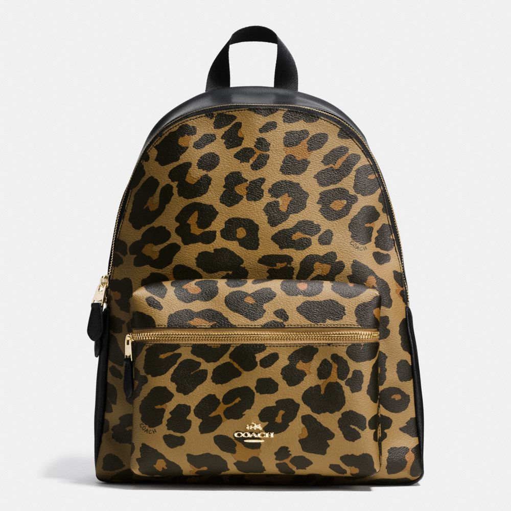 COACH F38391 - CHARLIE BACKPACK IN LEOPARD PRINT COATED CANVAS IMITATION GOLD/NATURAL