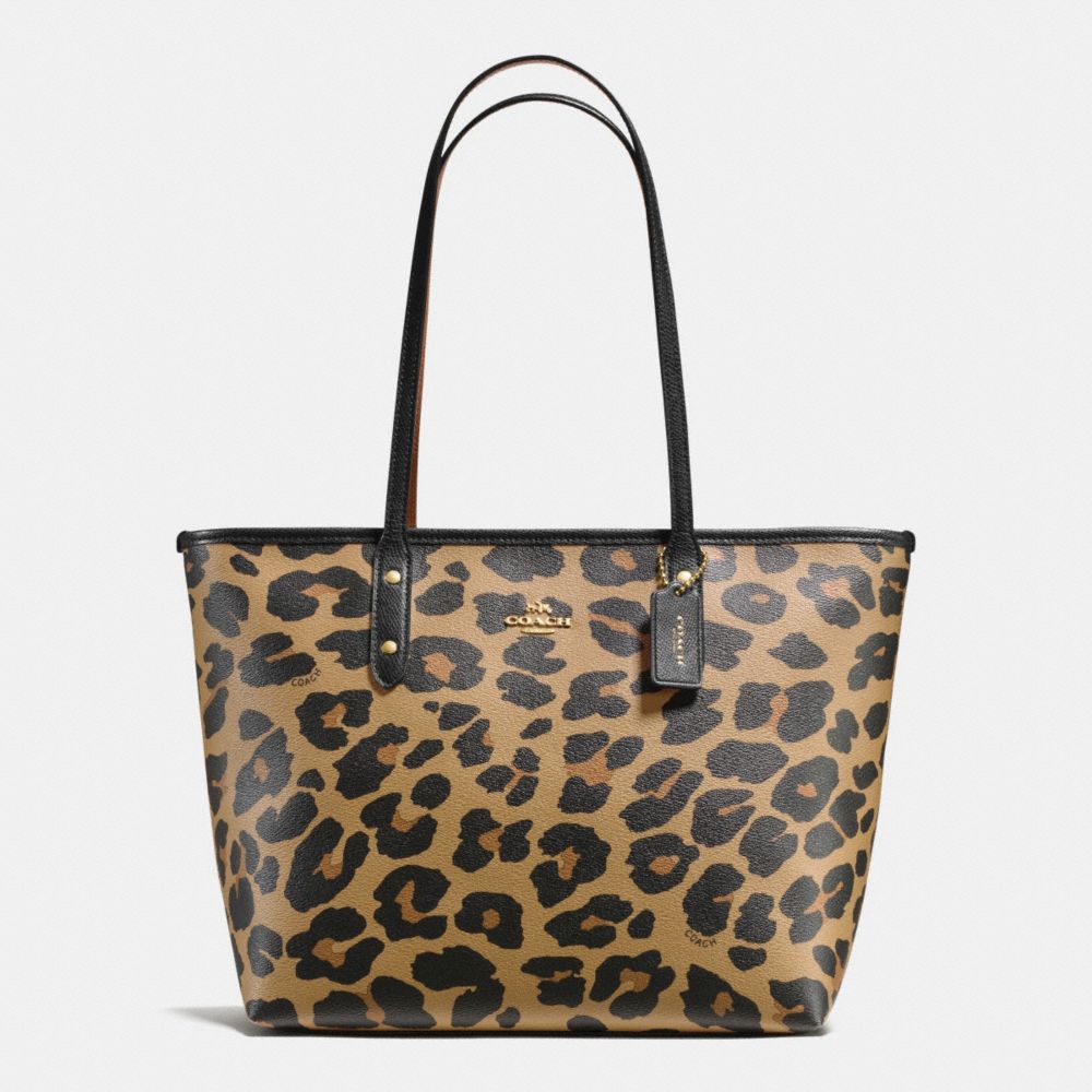 CITY ZIP TOTE IN LEOPARD PRINT COATED CANVAS - IMITATION GOLD/NATURAL - COACH F38392