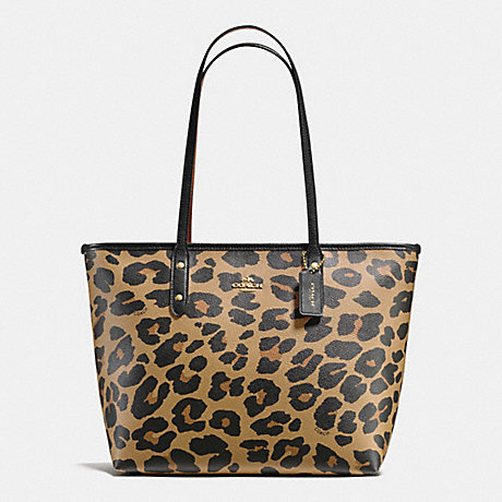 COACH F38392 CITY ZIP TOTE IN LEOPARD PRINT COATED CANVAS IMITATION-GOLD/NATURAL