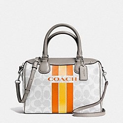 COACH VARSITY STRIPE MINI BENNETT SATCHEL IN SIGNATURE - f38401 - SILVER/CHALK ORANGE