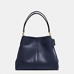 COACH F38415 Phoebe Shoulder Bag In Suede And Croc Embossed Leather IMITATION GOLD/MIDNIGHT
