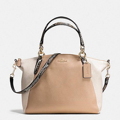 COACH KELSEY SATCHEL IN EXOTIC EMBOSSED LEATHER TRIM - IMITATION GOLD/BEECHWOOD MULTI - f38441