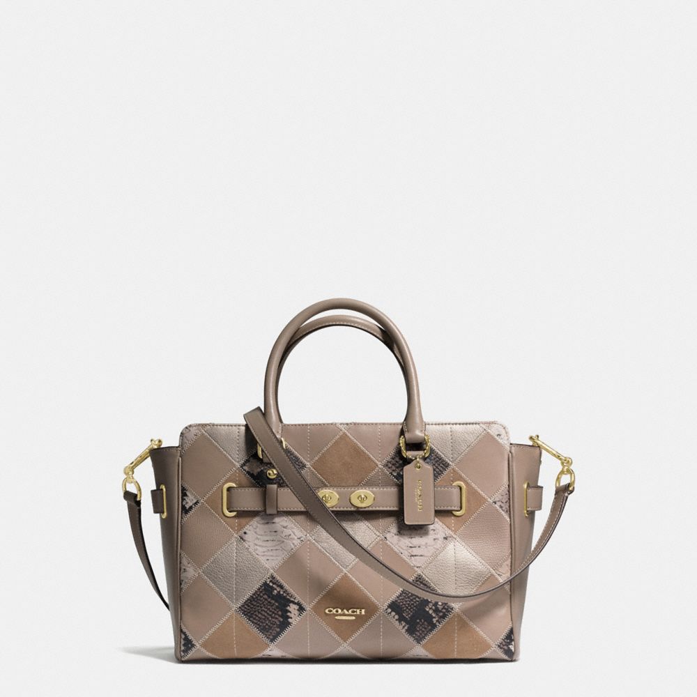 COACH F38501 - BLAKE CARRYALL IN PATCHWORK SUEDE AND EXOTIC EMBOSSED LEATHER IMITATION GOLD/STONE MULTI