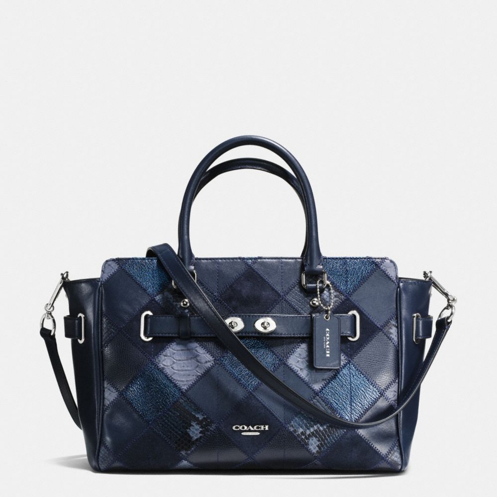 COACH F38501 - BLAKE CARRYALL IN PATCHWORK SUEDE AND EXOTIC EMBOSSED LEATHER SILVER/MIDNIGHT MULTI