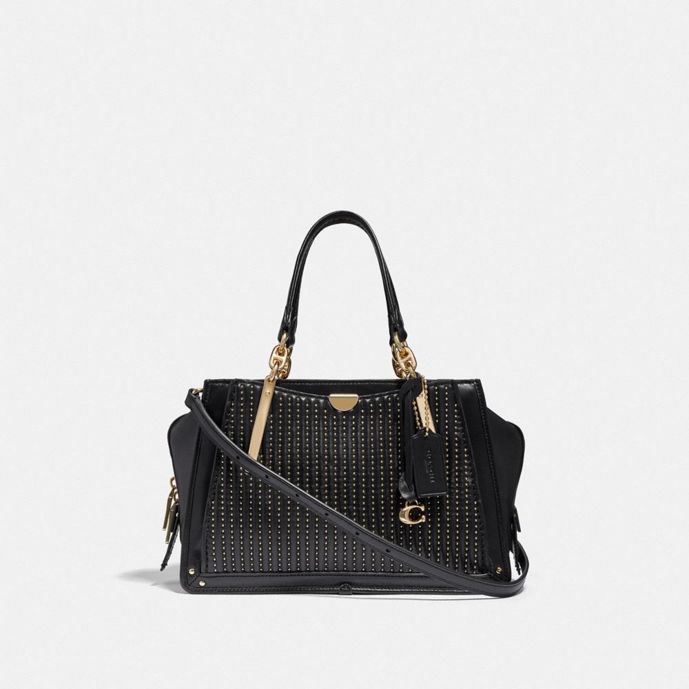 DREAMER WITH QUILTING AND RIVETS - GD/BLACK - COACH F38541