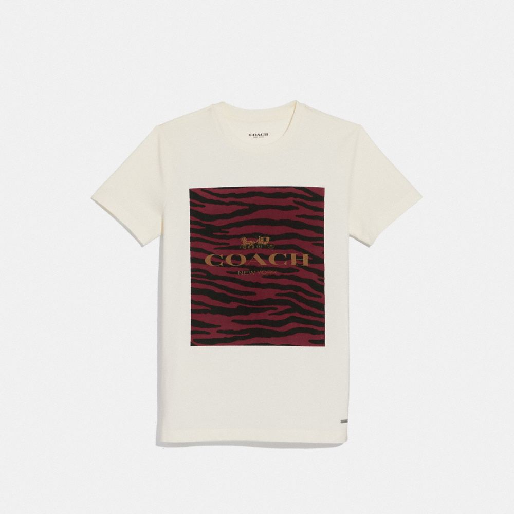 COACH F38567 Coach Animal Print T-shirt WHITE/DARK RED