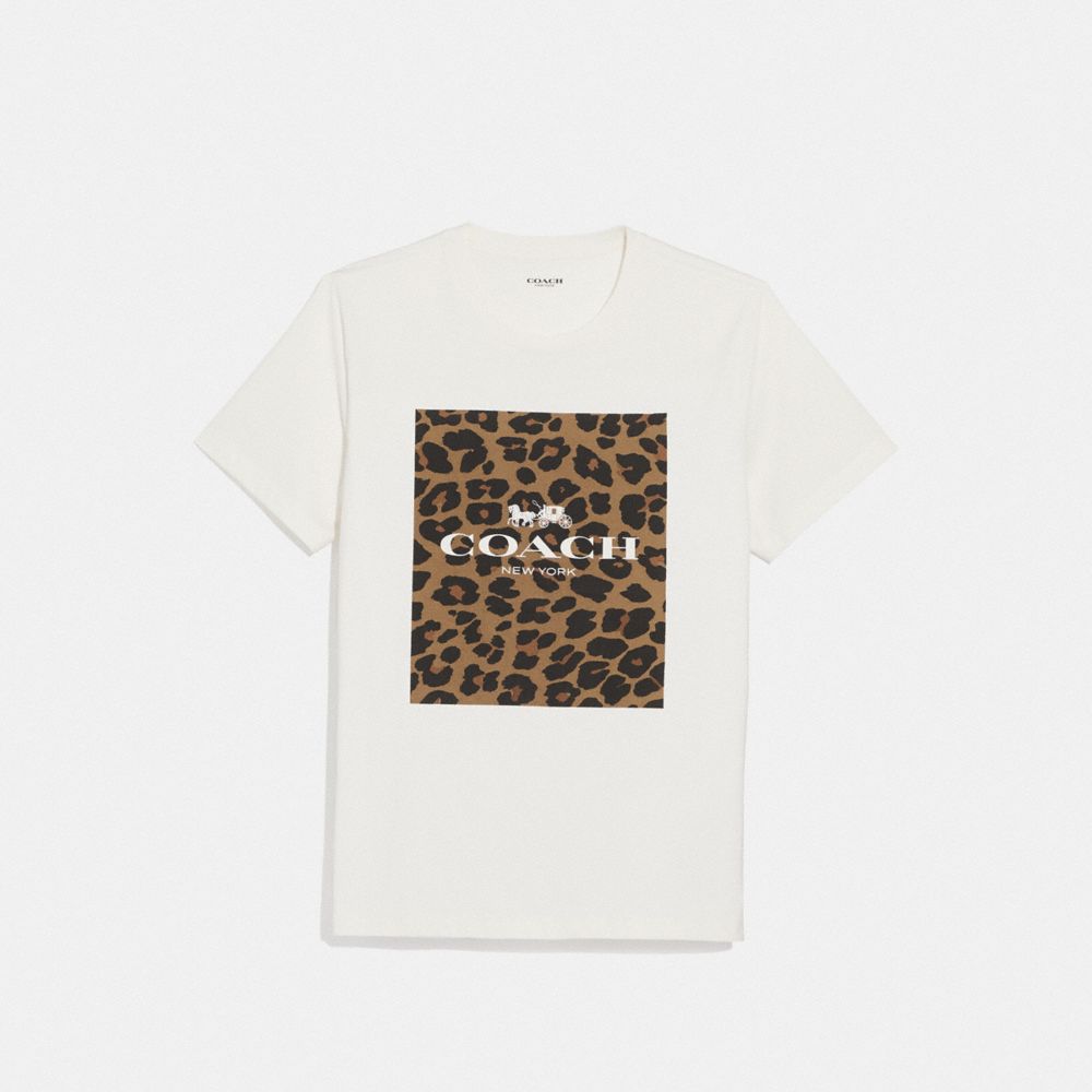 COACH F38567 - COACH ANIMAL PRINT T-SHIRT WHITE/NATURAL