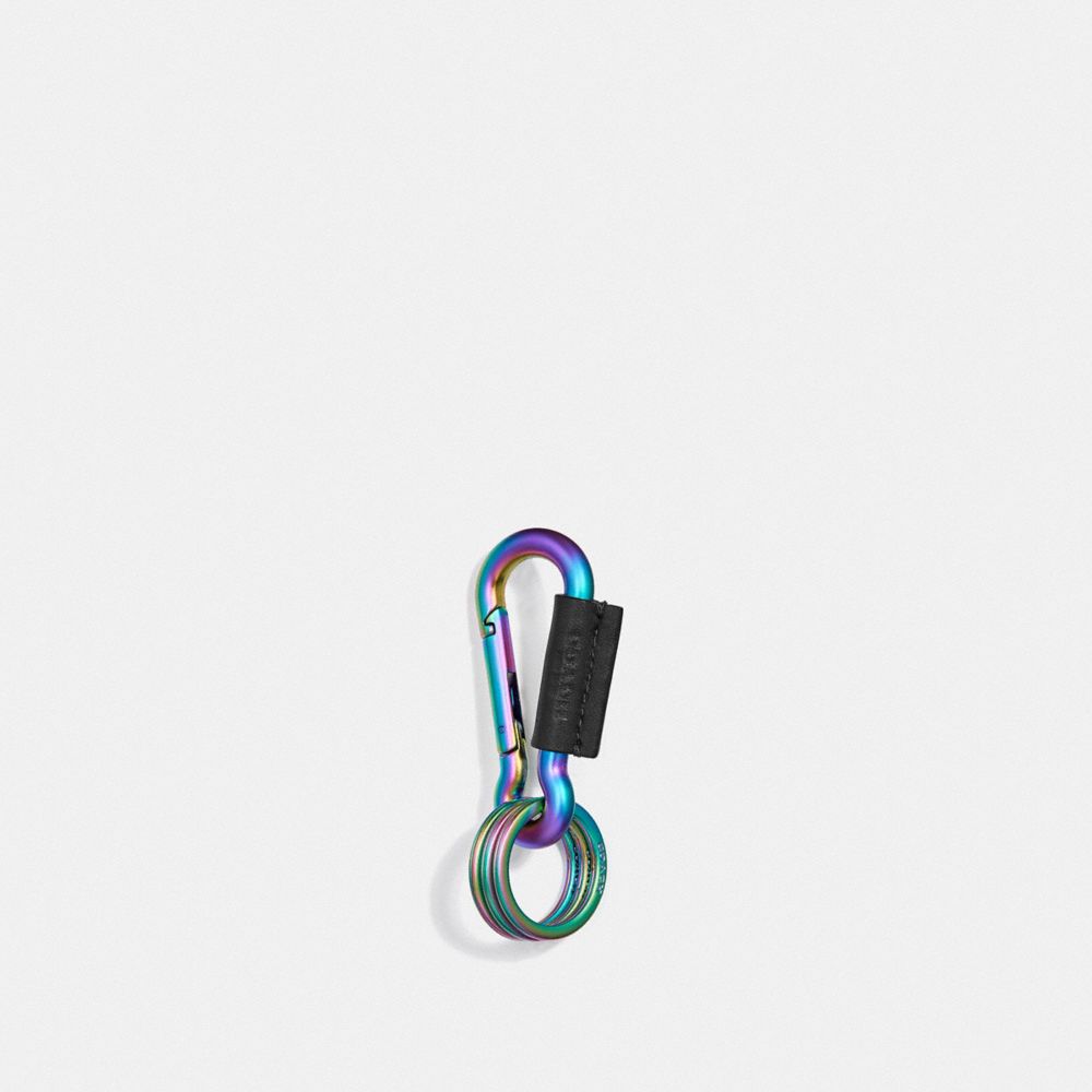 COACH F38613 CARABINER KEY RING BLACK-MULTI/BLACK-ANTIQUE-NICKEL