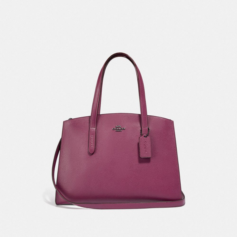 COACH F38616 - CHARLIE CARRYALL WITH METALLIC INTERIOR DARK BERRY/GUNMETAL