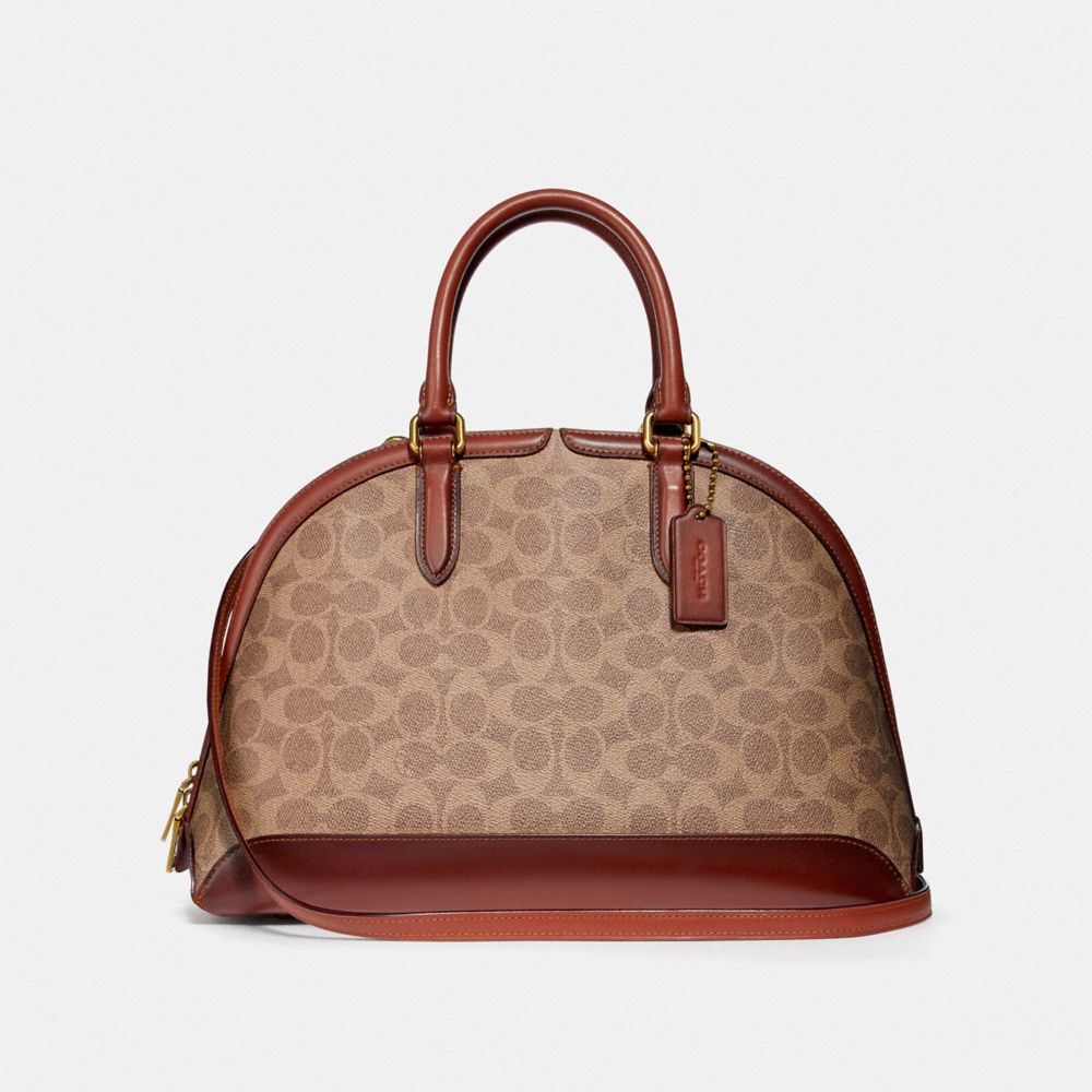 QUINN SATCHEL IN SIGNATURE CANVAS - B4/TAN RUST - COACH F38626