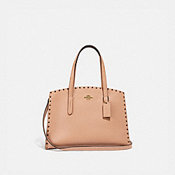 COACH F38629 - CHARLIE CARRYALL WITH CRYSTAL RIVETS NUDE PINK/BRASS